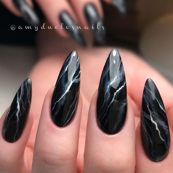 black marble nail designs