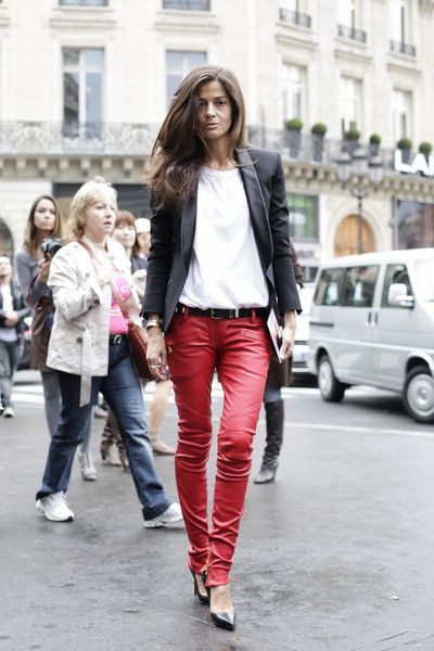 Red Leather Pants Outfit Ideas