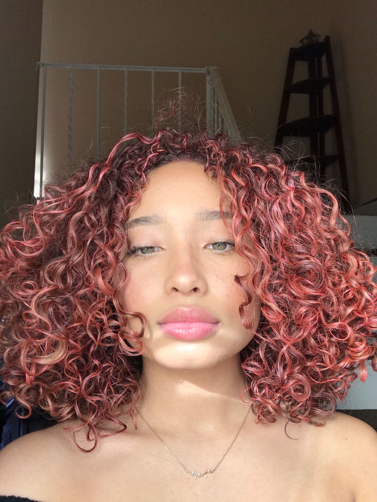red brown curly hair