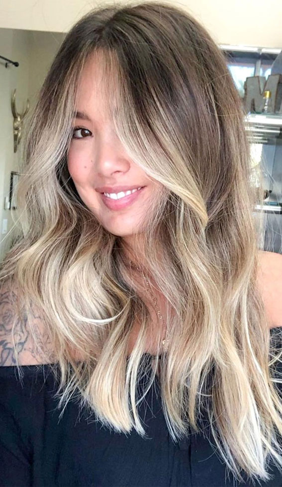 Golden Blonde Highlights on Asian Hair