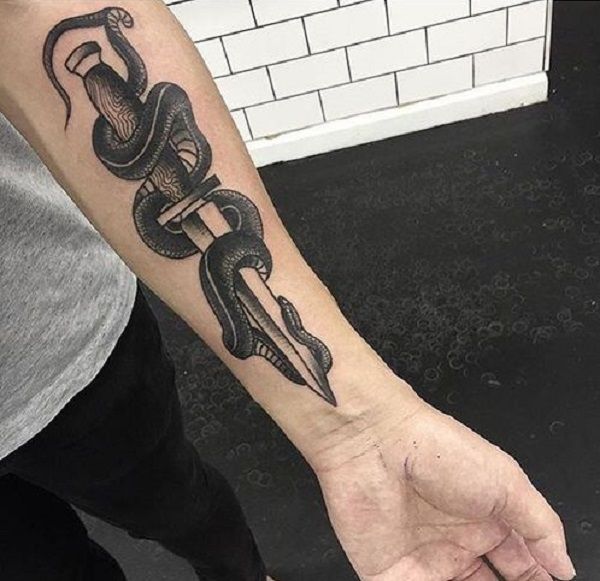 snake and dagger tattoos