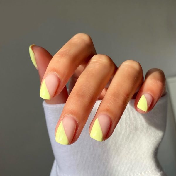 negative space yellow nail designs