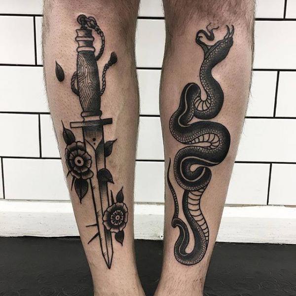 snake and dagger tattoos