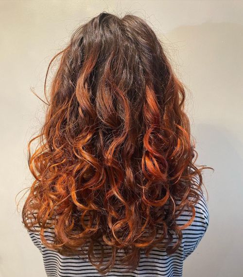red brown curly hair