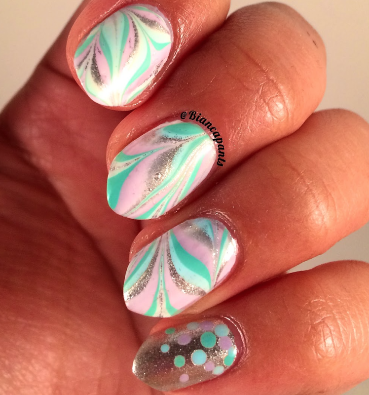 Pastel marble nail design
