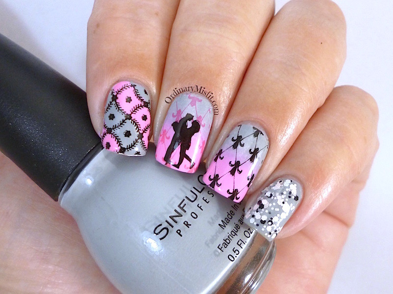 Pink and gray nail designs