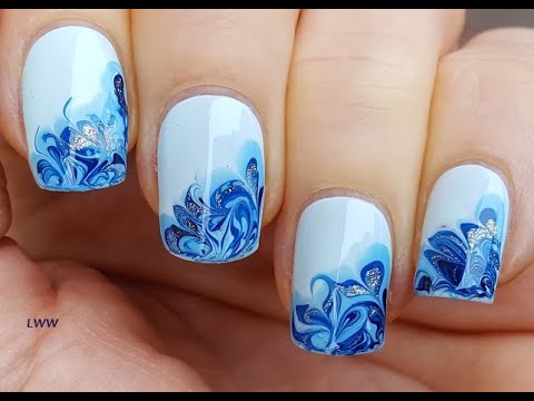 royal blue marble nails