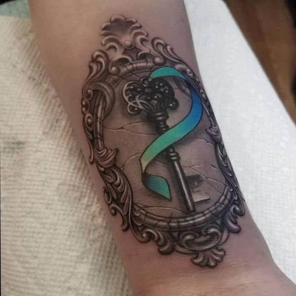 3D key hand tattoos for men