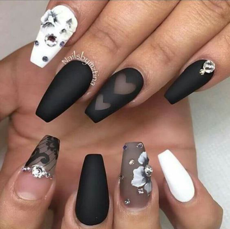 grey and black nails