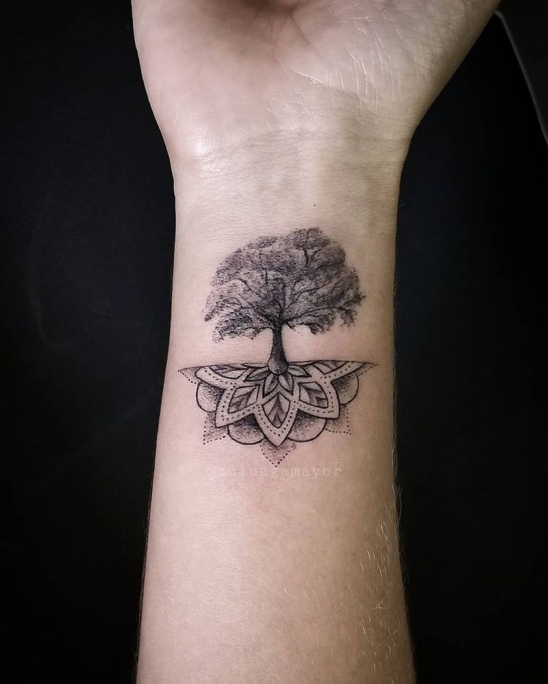 geometric tree tattoos