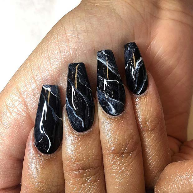 black marble nail designs