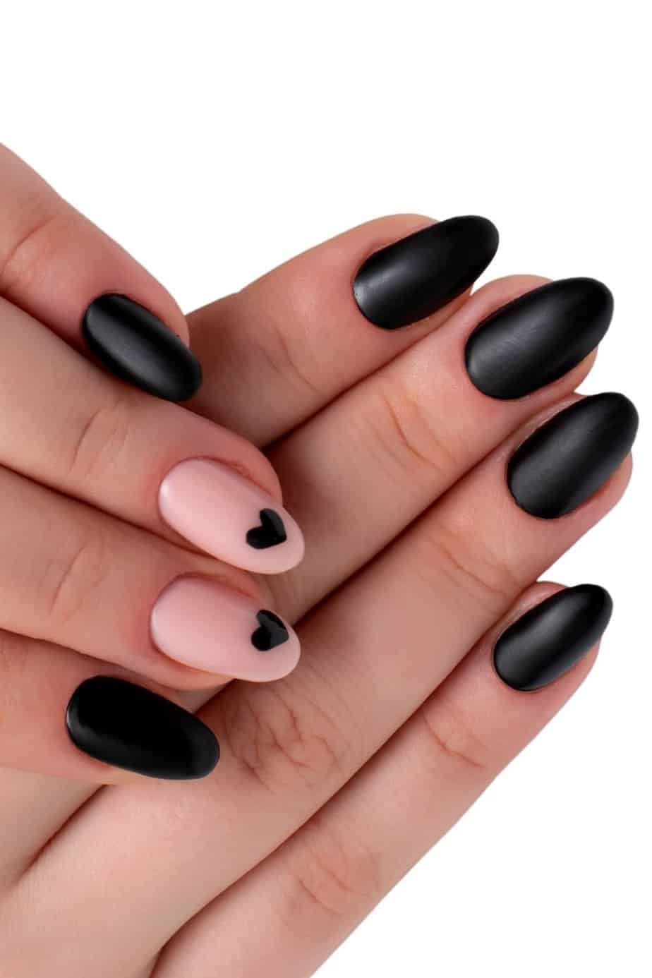 black and nude nail designs