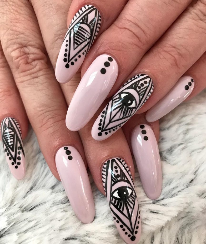 black and nude nail designs