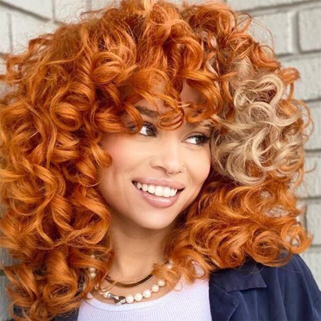 Auburn curly hair
