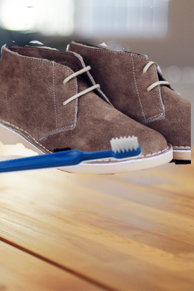 cleaning suede shoes with toothbrush