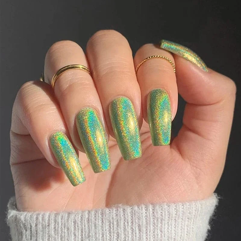 holographic lime green nail designs