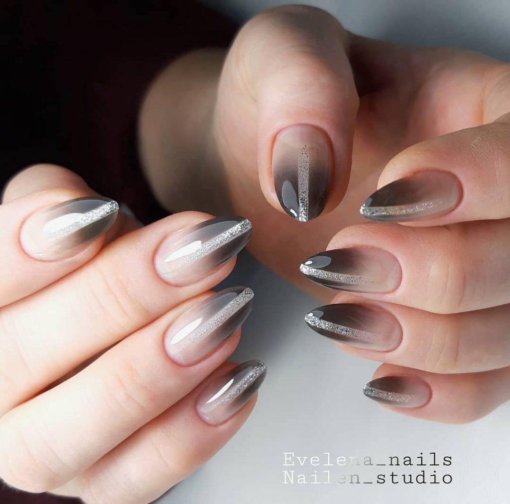 ombre black and nude nail designs