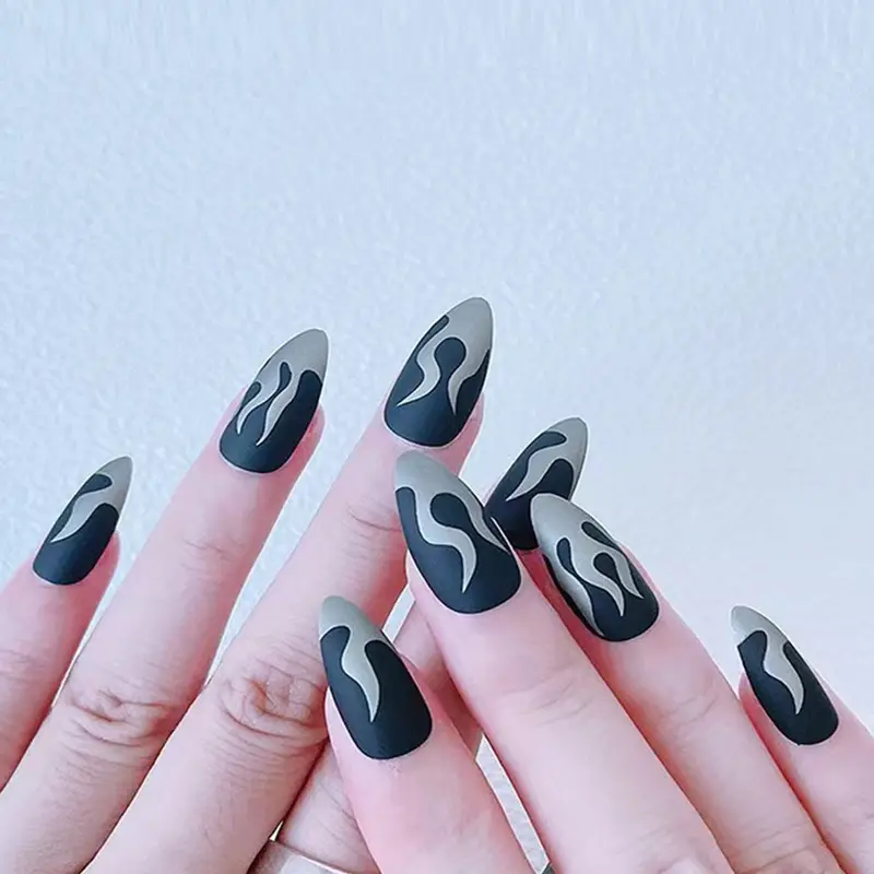 grey and black nails