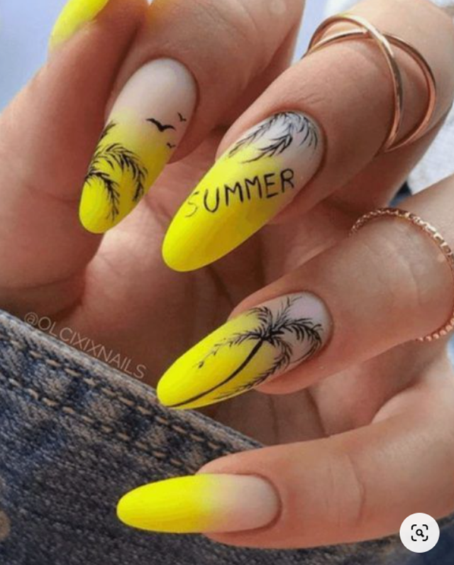 neon yellow nail designs