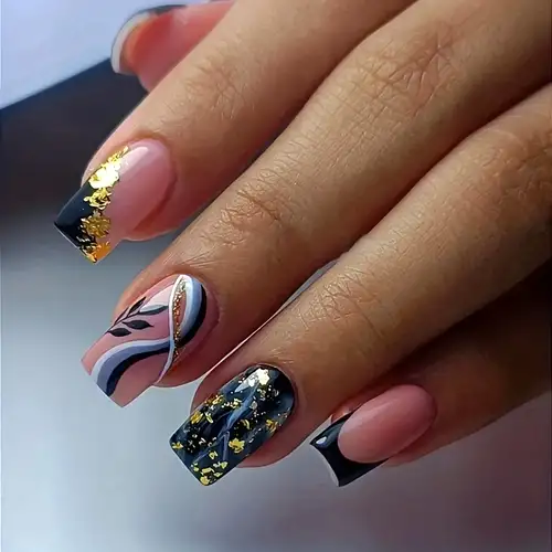 grey and gold nails