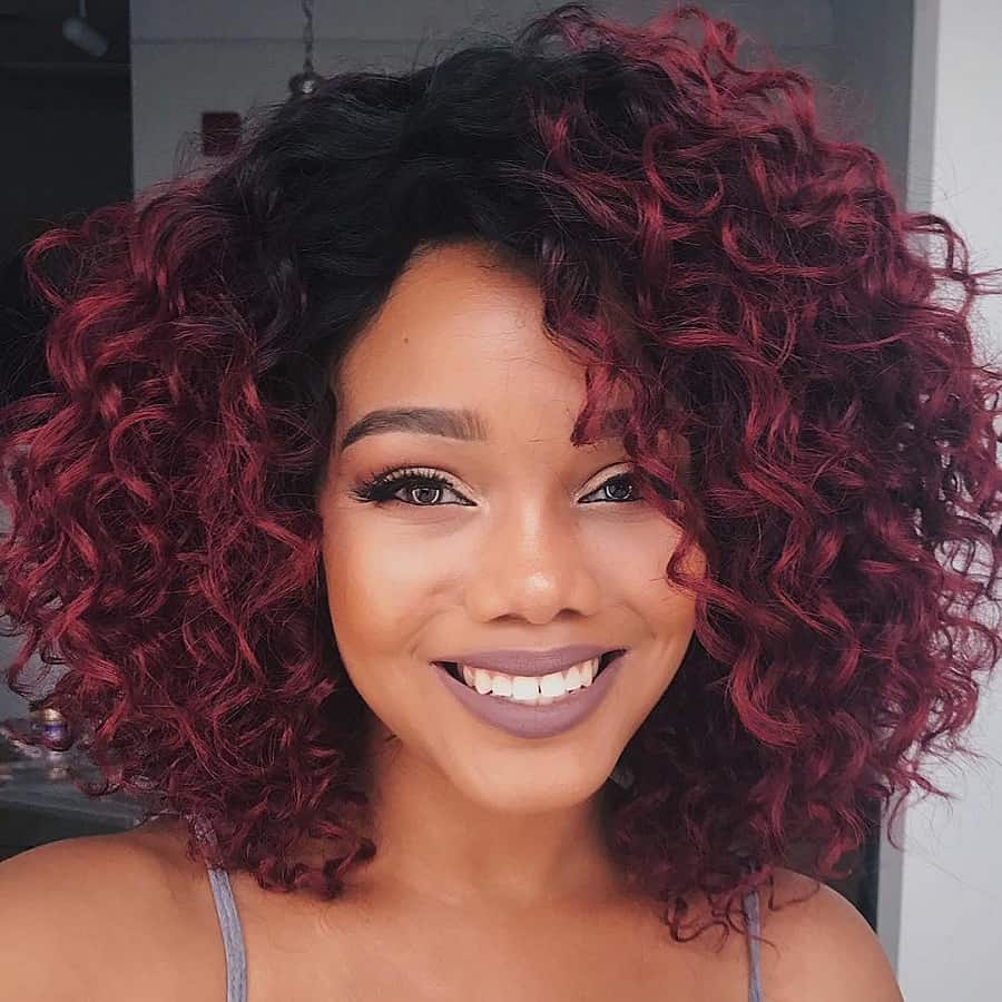 red brown curly hair